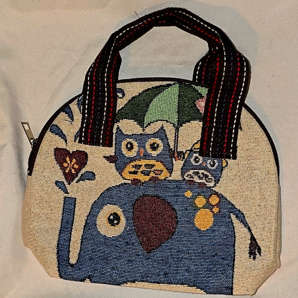 Small Embroidered Bag with Owls